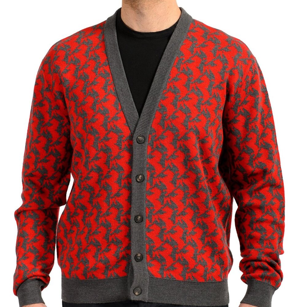 Scuderia Ferrari Fluid Cavallino Pixelated Wool Cardigan Sweater US XS IT 46
